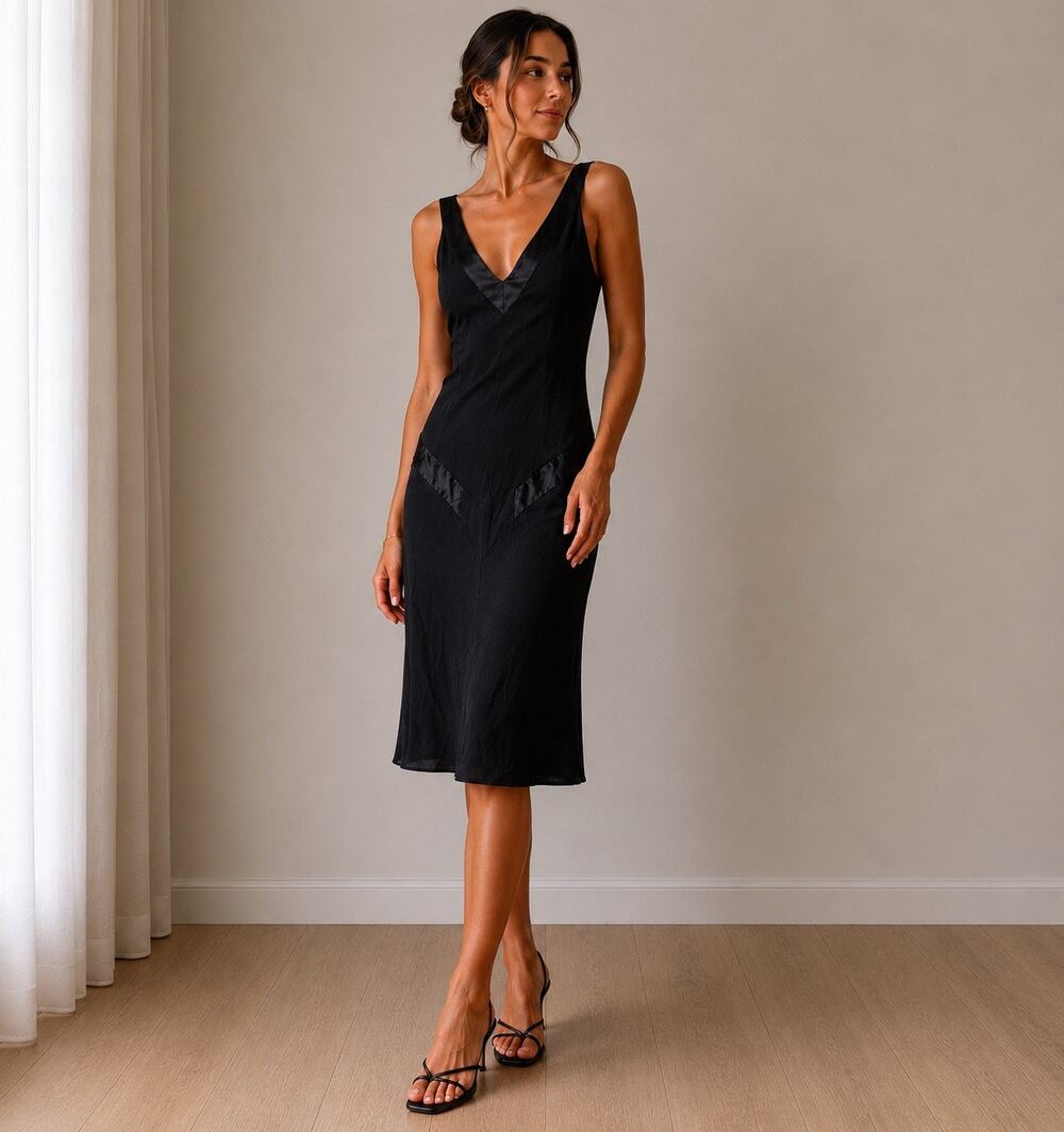 Lauren Ralph Lauren NWT 100% silk black cocktail dress size 6 M 90s Y2k